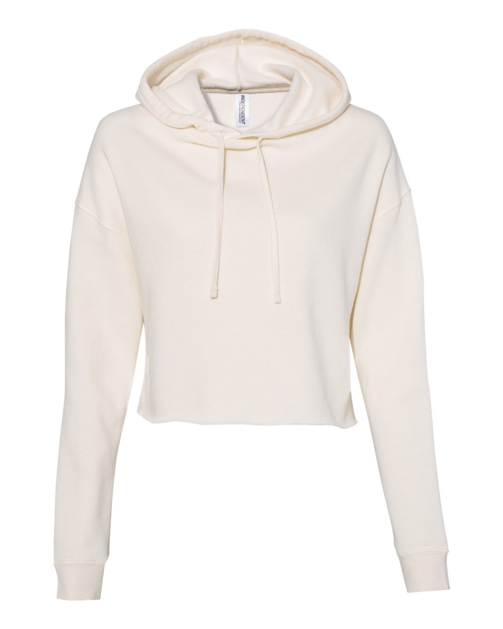 Women's Lightweight Crop Hooded Sweatshirt in Bone - flat front