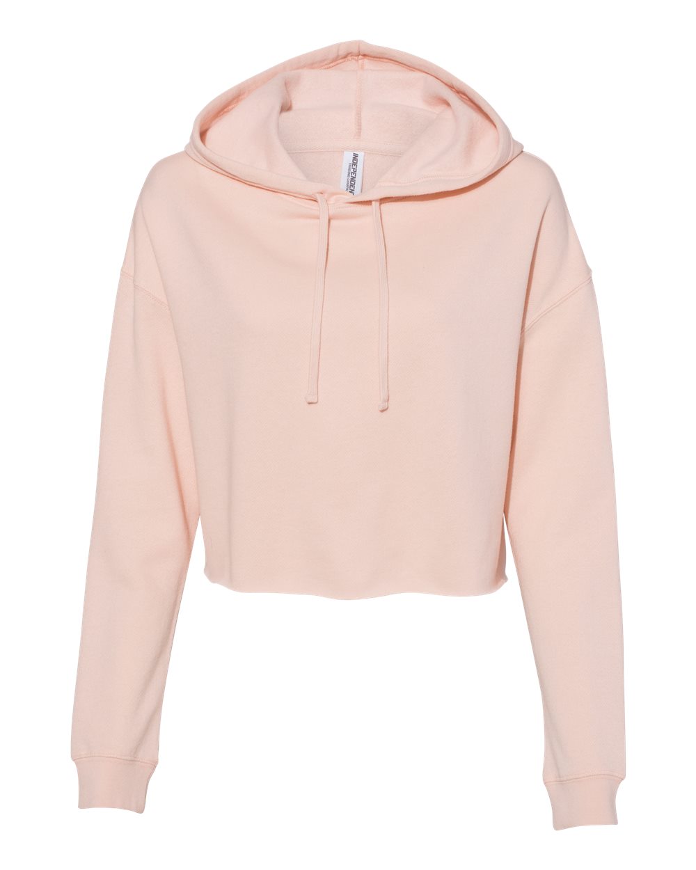 Women's Lightweight Crop Hooded Sweatshirt in Blush - flat front