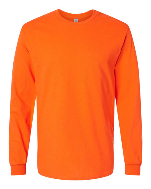 Unisex Long Sleeve T-Shirt in Orange - flat front