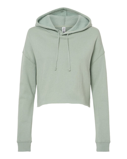 Women's Lightweight Crop Hooded Sweatshirt in Sage - flat front